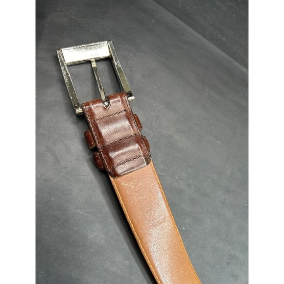 Allen Edmonds Brown Leather Belt With Silver Buckle 100/40 Made In USA Mens Clas - Picture 7 of 11